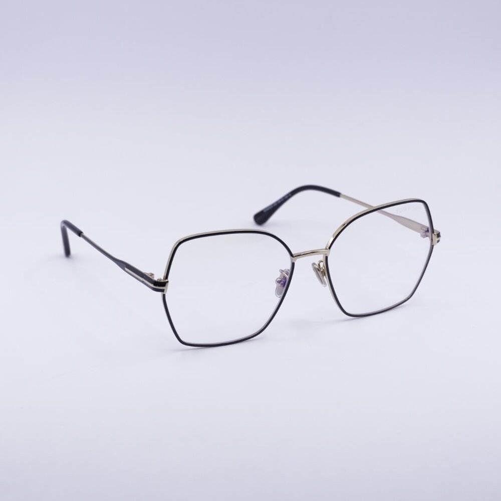 Tom Ford FT5876-B 032 Eyeglasses Pale Gold/Black 56mm Butterfly Frame